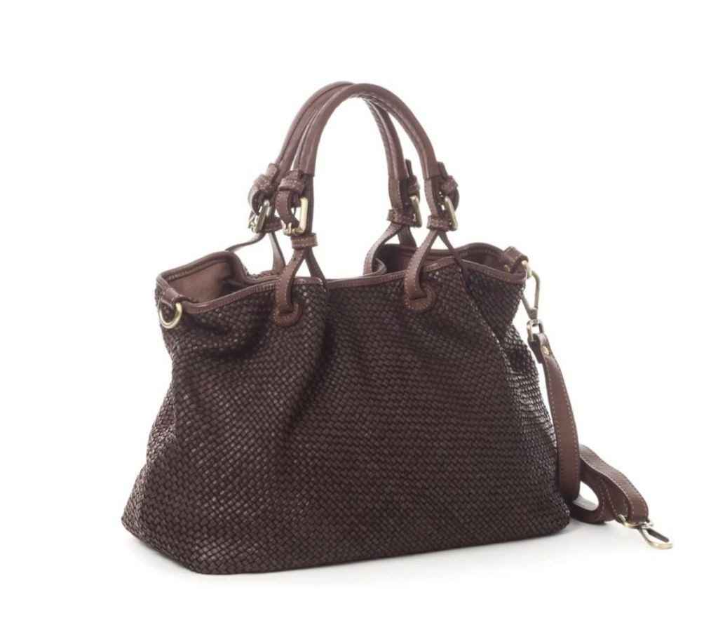 BZNA Bag Erna Braun Italy Designer geflochten Damen Handtasche Schultertasche Tasche Leder Shopper