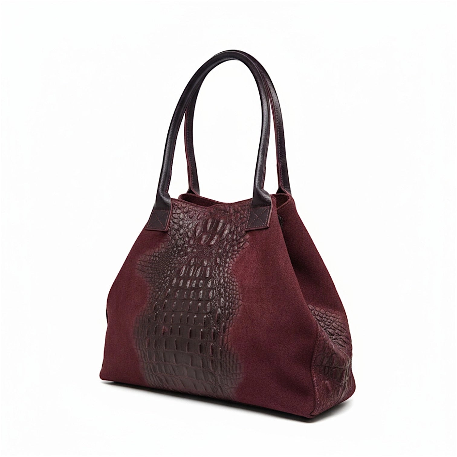 BZNA Bag Ladas Bordeaux Kroko Prägung Leder Italy Damen Shopper Handtasche Schultertasche Tasche - B Z N A