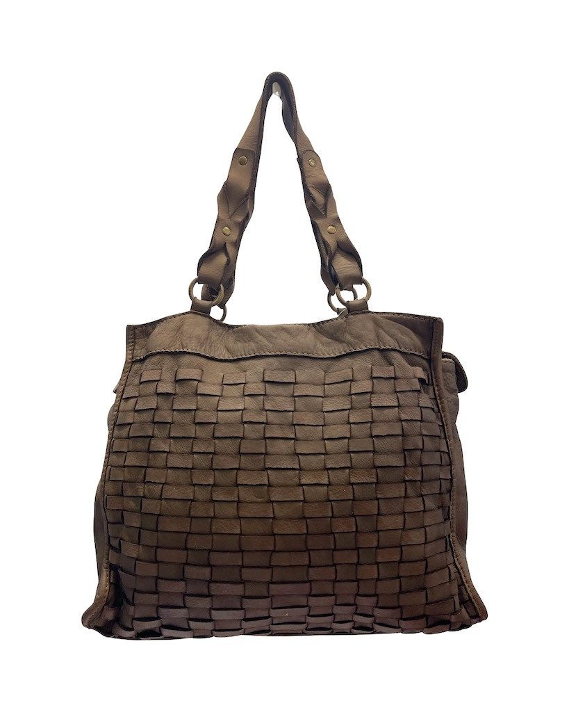 BZNA Bag Paris Taupe Italy Designer Beutel Umhängetasche Damen Handtasche Leder