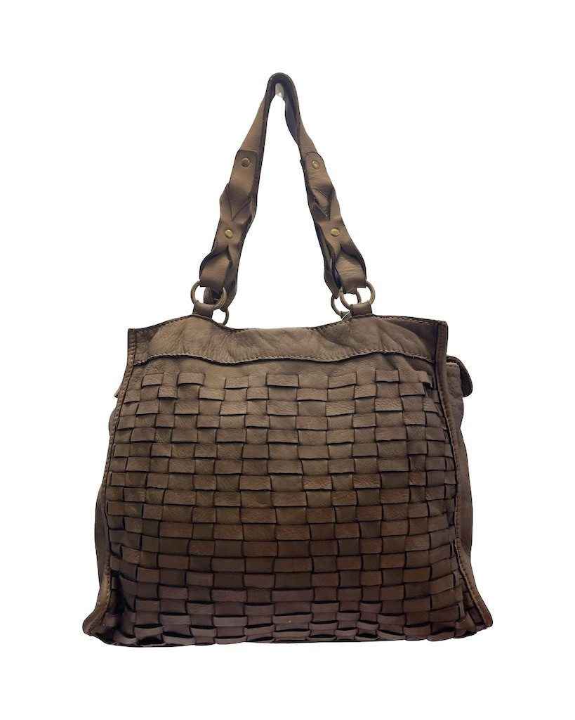 BZNA Bag Paris Taupe Italy Designer Beutel Umhängetasche Damen Handtasche Leder
