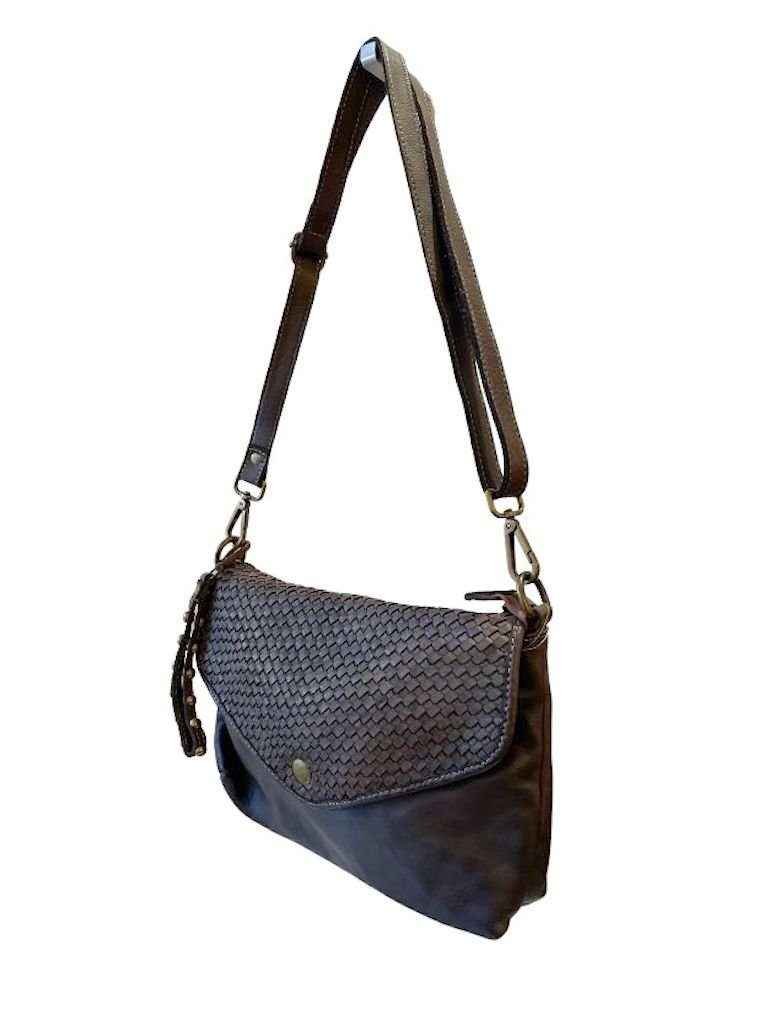 BZNA Bag Donia Braided Braun Clutch Italy Designer Umhängetasche Schultertasche Neu
