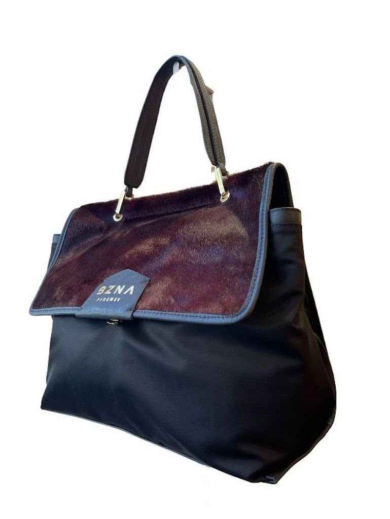 BZNA Bag Alexia Bordeaux Cavalino Echtfell Italy Damen Shopper Handtasche Schultertasche Tasche