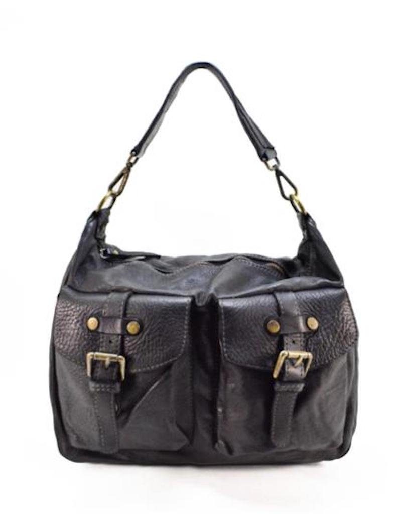 BZNA Bag April Schwarz Italy Designer Beutel Umhängetasche Damen Handtasche Leder