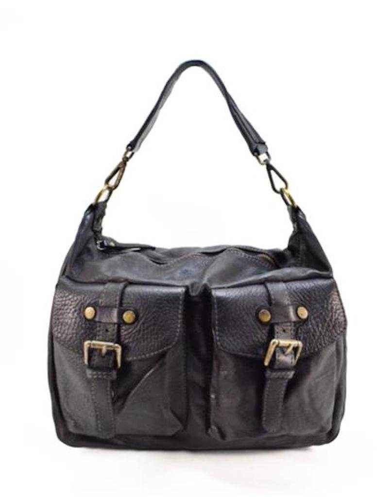 BZNA Bag April Schwarz Italy Designer Beutel Umhängetasche Damen Handtasche Leder