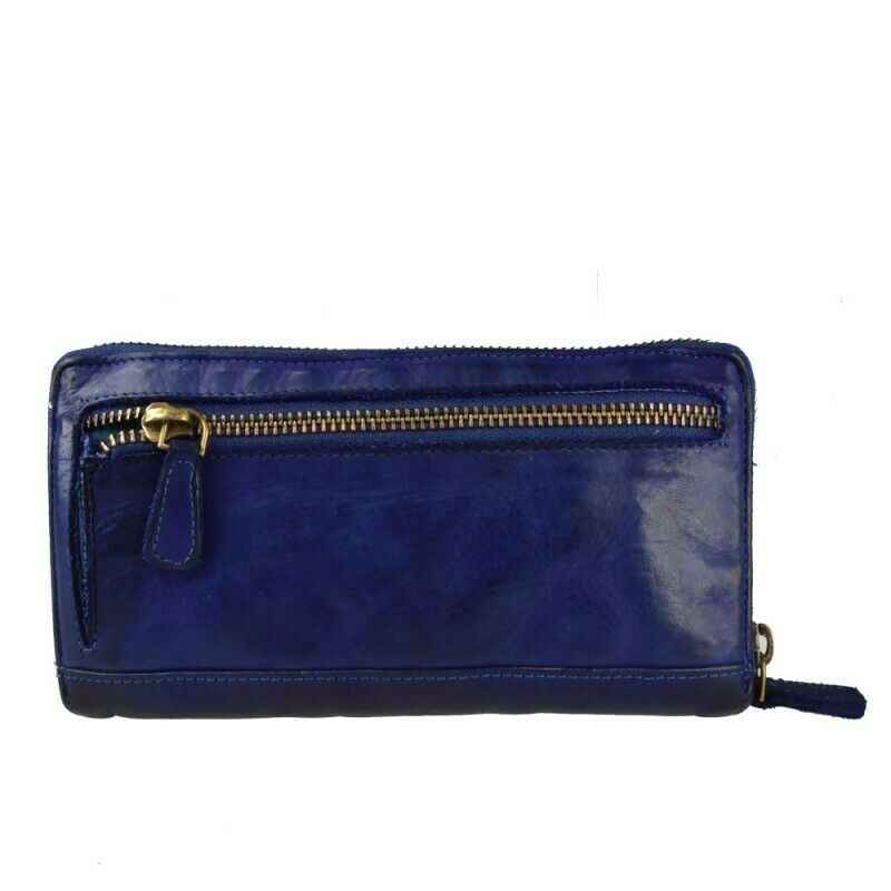 BZNA Berlin Willa Blau Wallet sheep Leather Leder Portemonnaie Geldbörse Neu