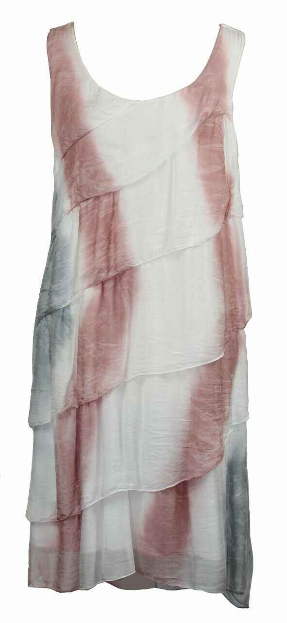 BZNA Ibiza Empire Batik  Dress Rosa Sommer Kleid Seidenkleid Damen Seide Silk