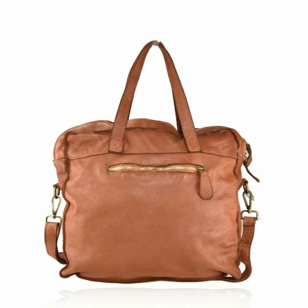 BZNA Trixie cognac Italy Designer Damen Handtasche Schultertasche Tasche Leder