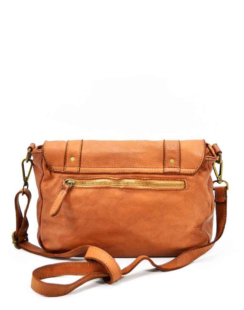 BZNA Umhängetasche Zana Designer Cognac Handtasche Ledertasche Schultertasche