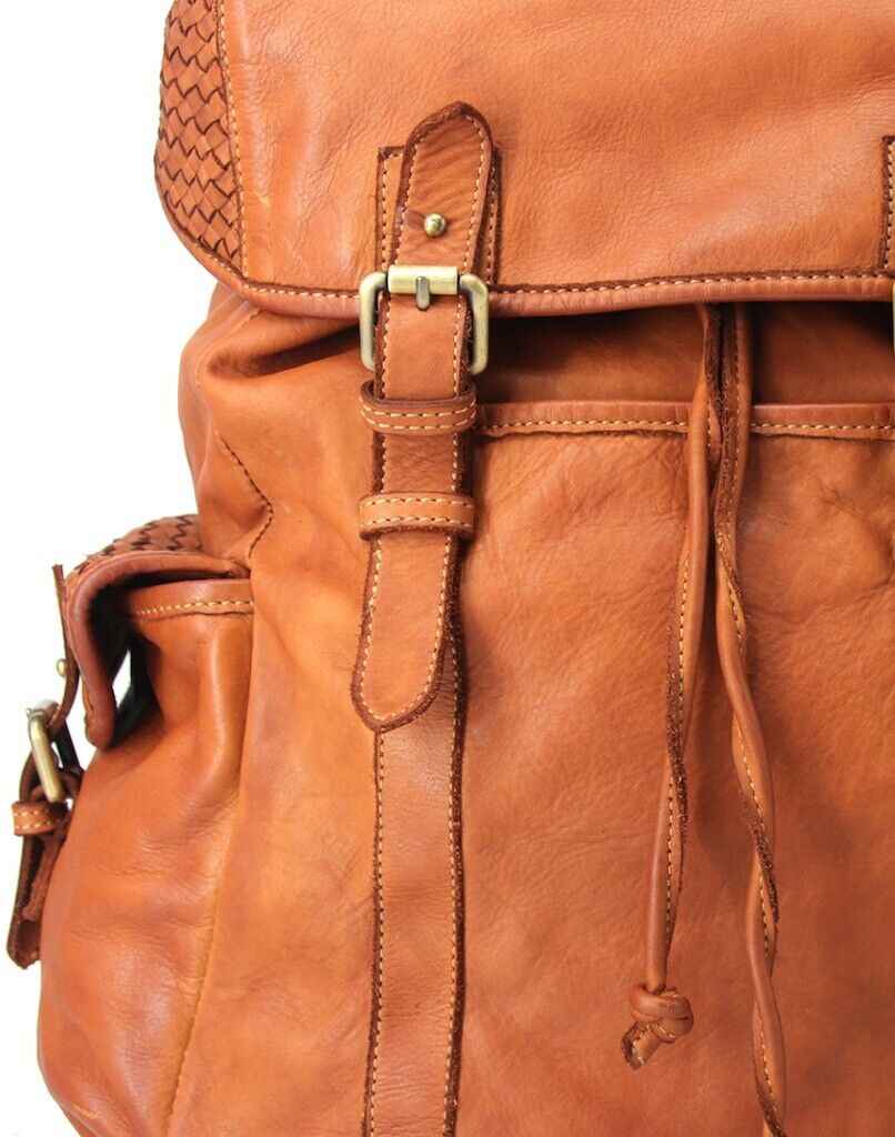 BZNA Rucksack Kairo Braun Designer Backpacker Leder
