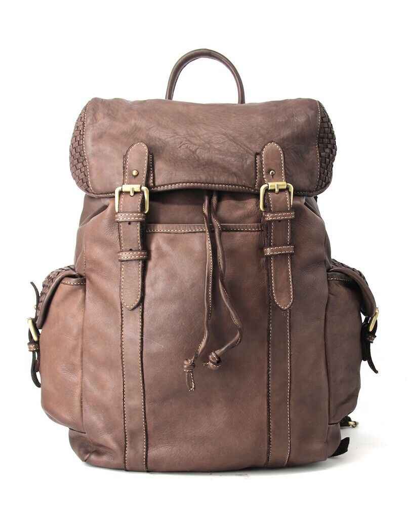 BZNA Rucksack Kairo Braun Designer Backpacker Leder
