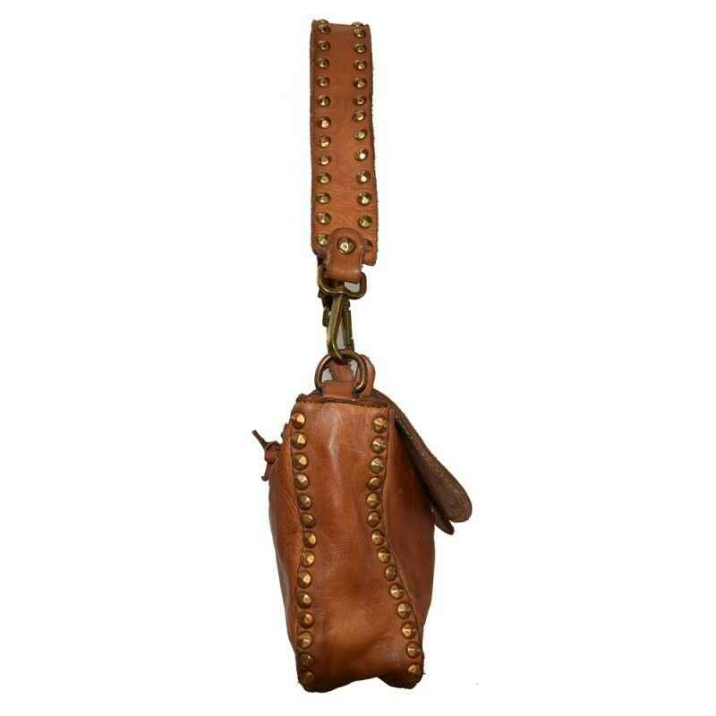 BZNA Bag Thea Taupe Italy Designer Beutel Umhängetasche Damen Handtasche Leder