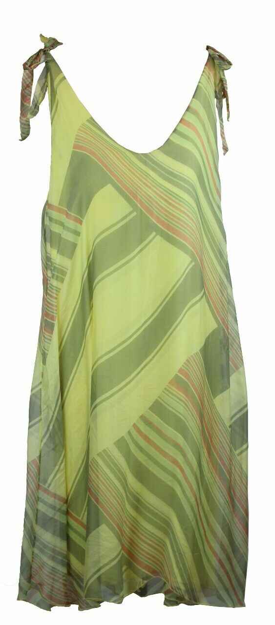 BZNA Ibiza Empire Dress Gelb Sommer Kleid Seidenkleid Damen Seide Silk