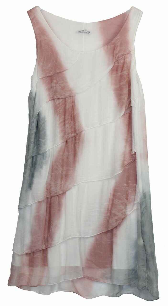 BZNA Ibiza Empire Batik  Dress Rosa Sommer Kleid Seidenkleid Damen Seide Silk