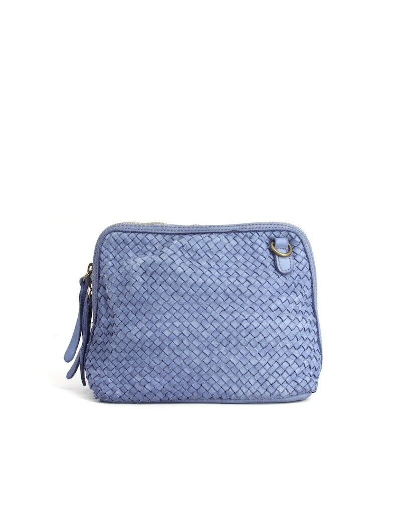 BZNA Umhängetasche Mucy Blau Designer Clutch Braided Ledertasche Schultertasche