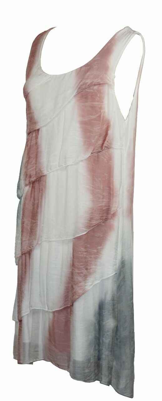 BZNA Ibiza Empire Batik  Dress Rosa Sommer Kleid Seidenkleid Damen Seide Silk