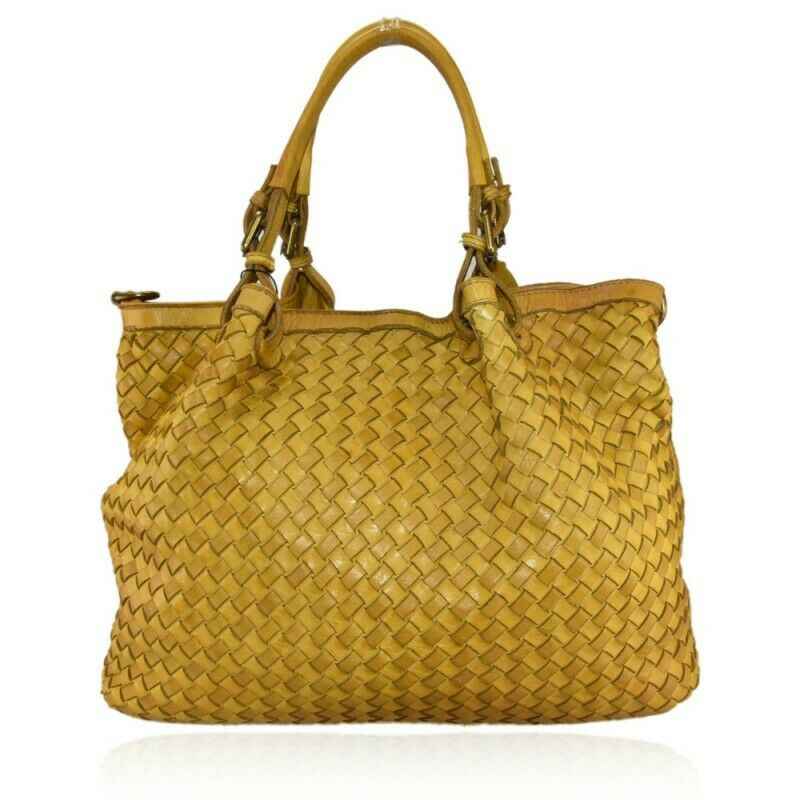 BZNA Bag Rina Gelb Lederfarben Italy Designer Damen Handtasche Schultertasche