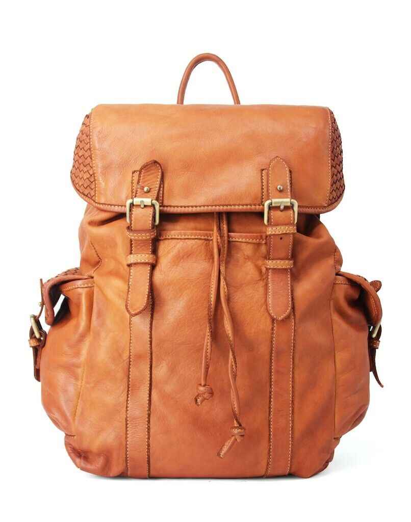 BZNA Rucksack Kairo Cognac Designer Backpacker Leder