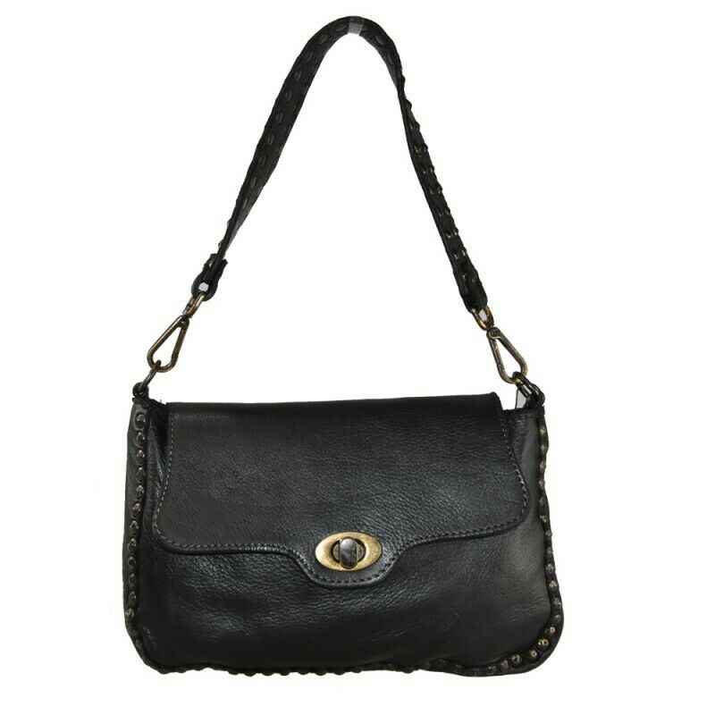 BZNA Bag Thea Schwarz Italy Designer Beutel Umhängetasche Damen Handtasche Leder