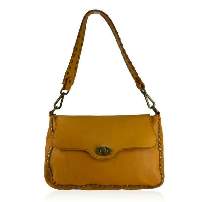 BZNA Bag Thea Gelb Italy Designer Beutel Umhängetasche Damen Handtasche Leder
