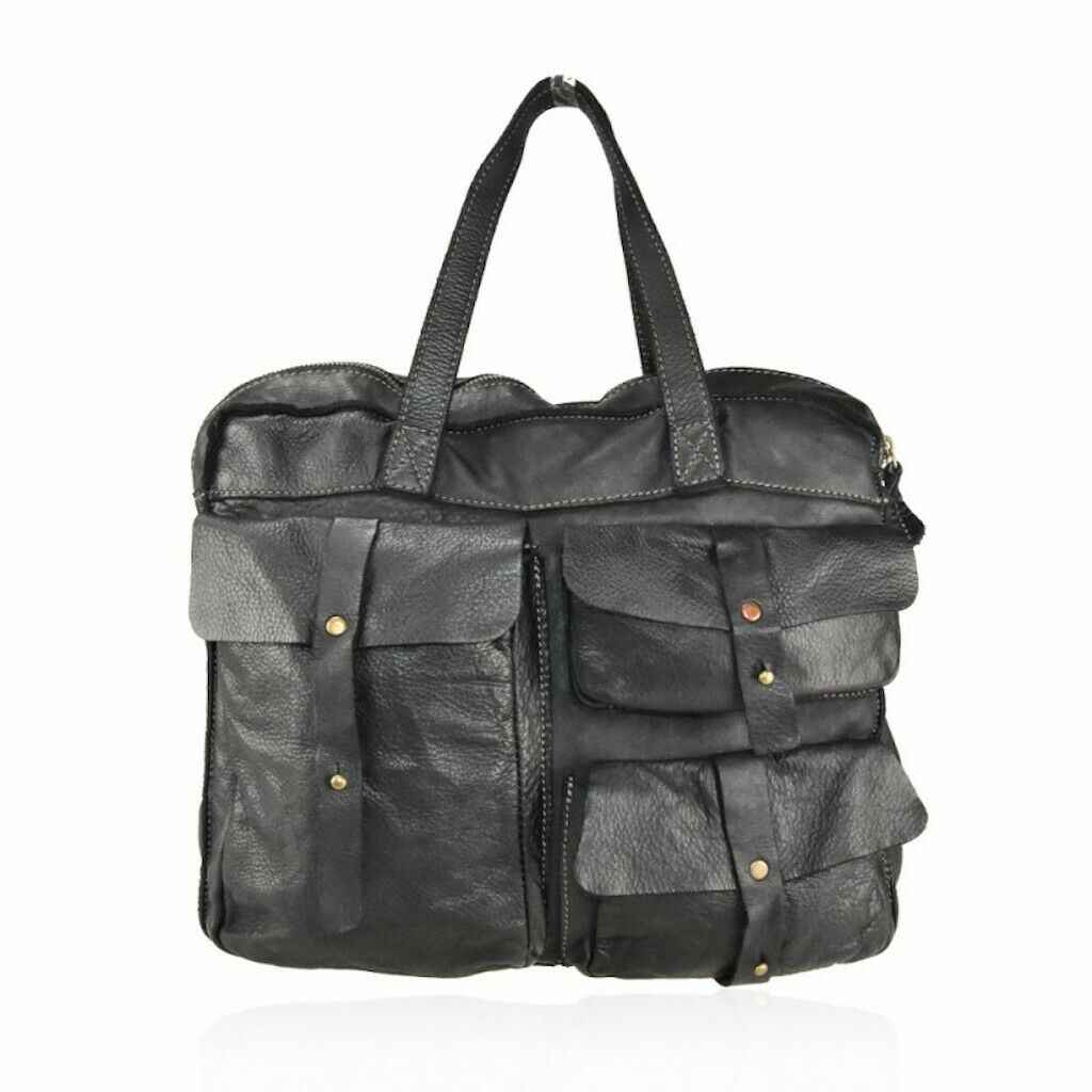 BZNA Trixie Black Italy Designer Damen Handtasche Schultertasche Tasche Leder