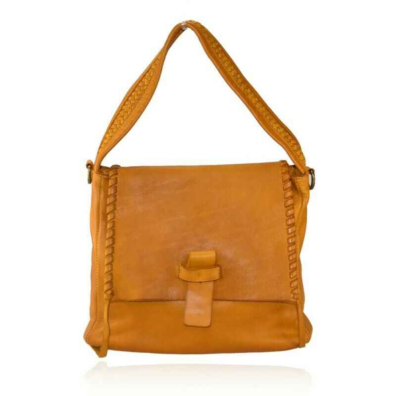 BZNA Bag Karina Gelb Italy Designer Messenger Damen Handtasche Schultertasche