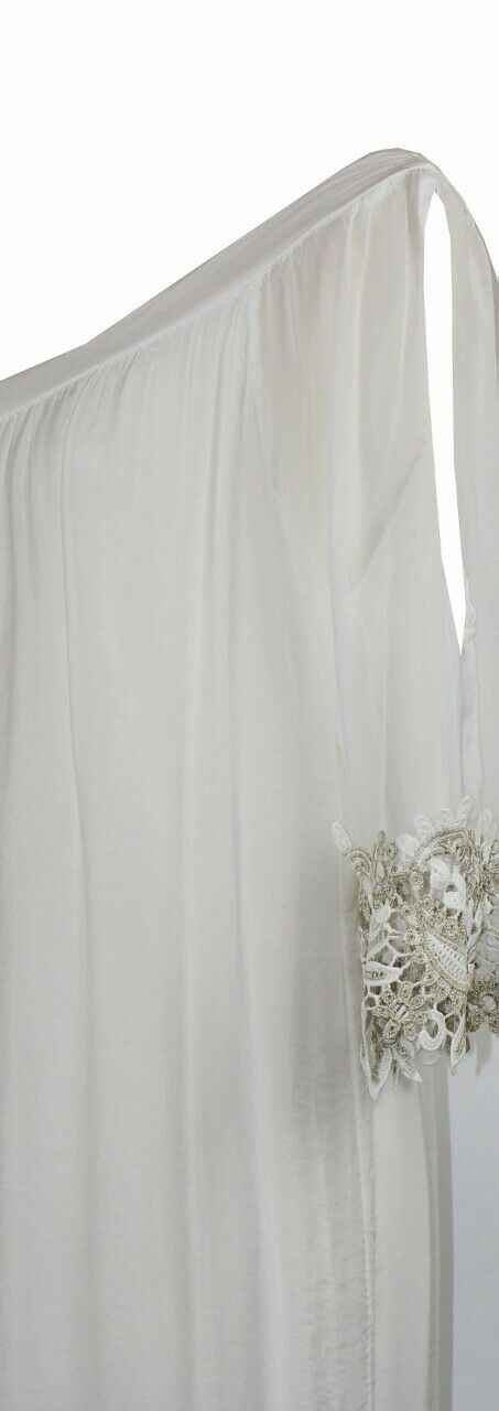 BZNA Ibiza Empire Dress Weiß Sommer Kleid Seidenkleid Damen Seide Silk Häckel