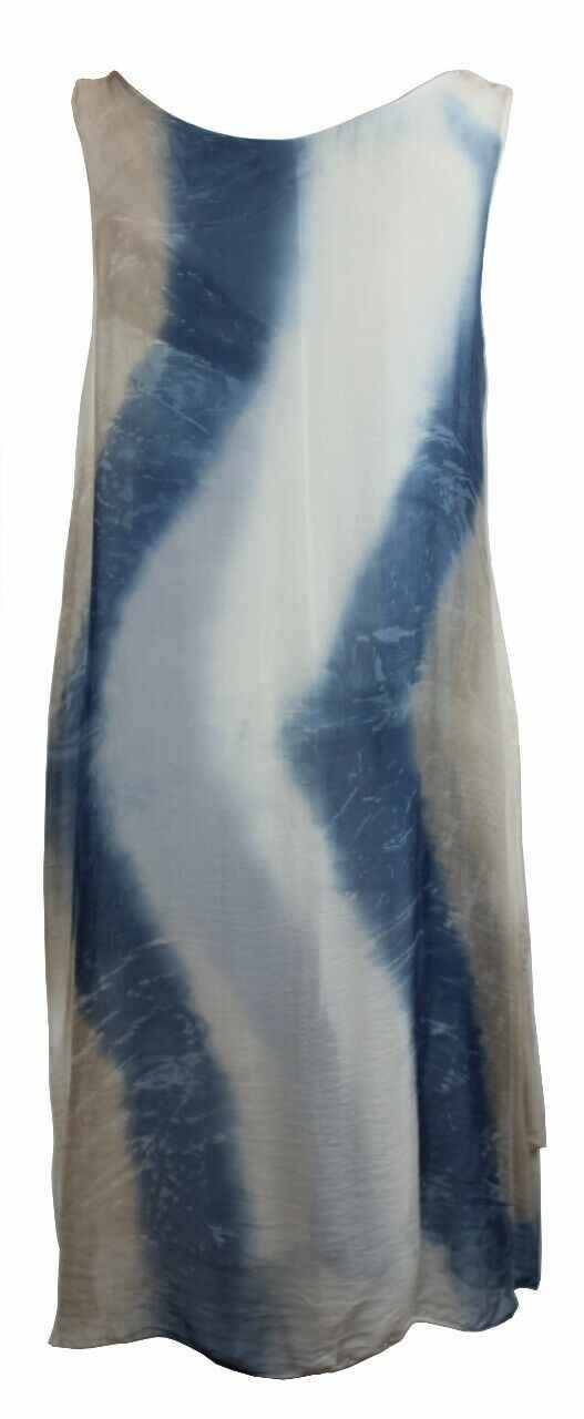 BZNA Ibiza Empire Batik  Dress Blau Sommer Kleid Seidenkleid Damen Seide Silk