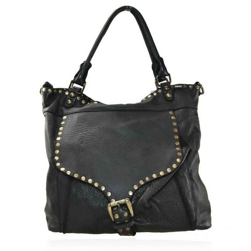 BZNA Sue Schwarz vintage Italy Designer Business Damen Handtasche Ledertasche