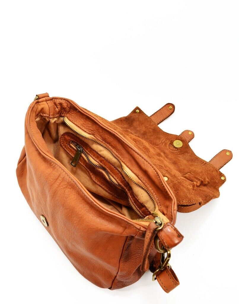 BZNA Umhängetasche Zana Designer Taupe Handtasche Ledertasche Schultertasche - B Z N A