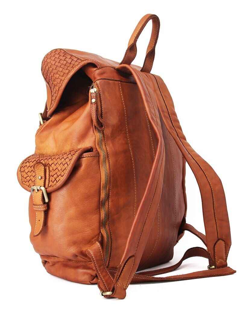 BZNA Rucksack Kairo Braun Designer Backpacker Leder