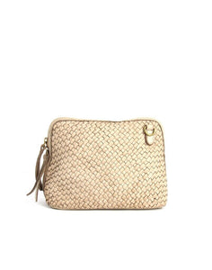 BZNA Umhängetasche Mucy Beige Designer Clutch Braided Ledertasche Schultertasche