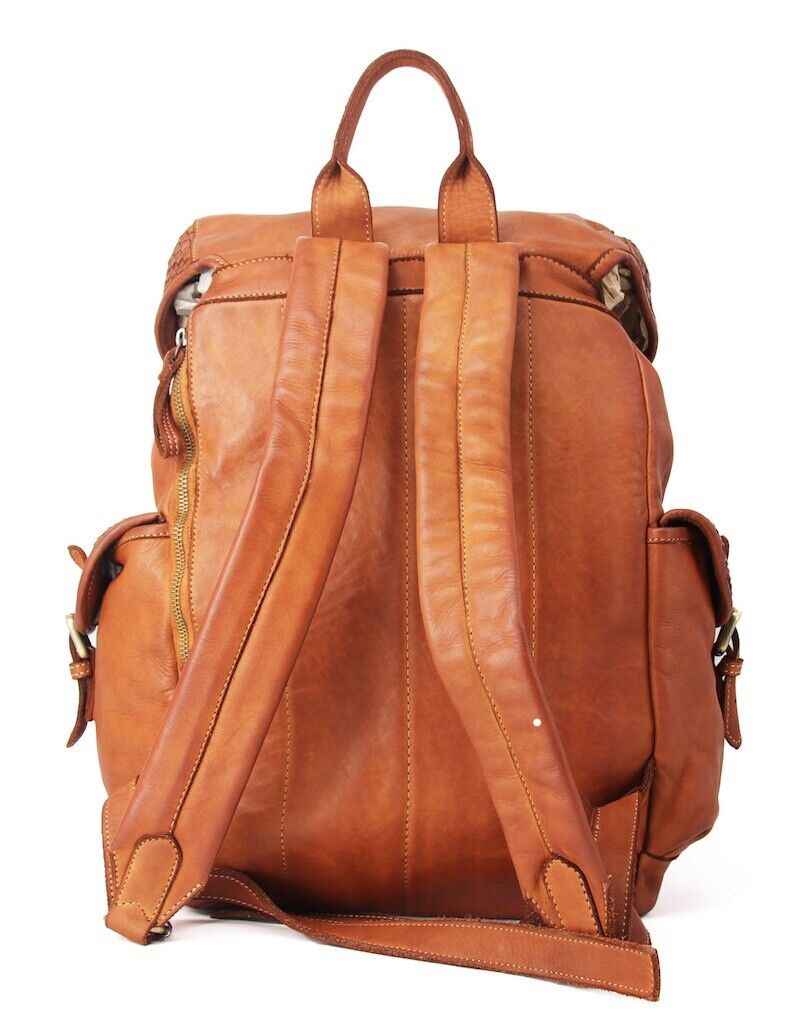 BZNA Rucksack Kairo Cognac Designer Backpacker Leder