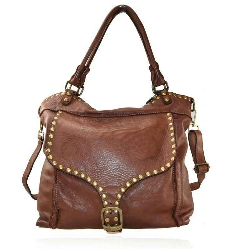 BZNA Sue cognac vintage Italy Designer Business Damen Handtasche Ledertasche