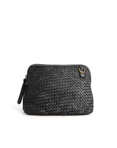 BZNA Umhängetasche Mucy Black Designer Clutch Braided Ledertasche Schultertasche