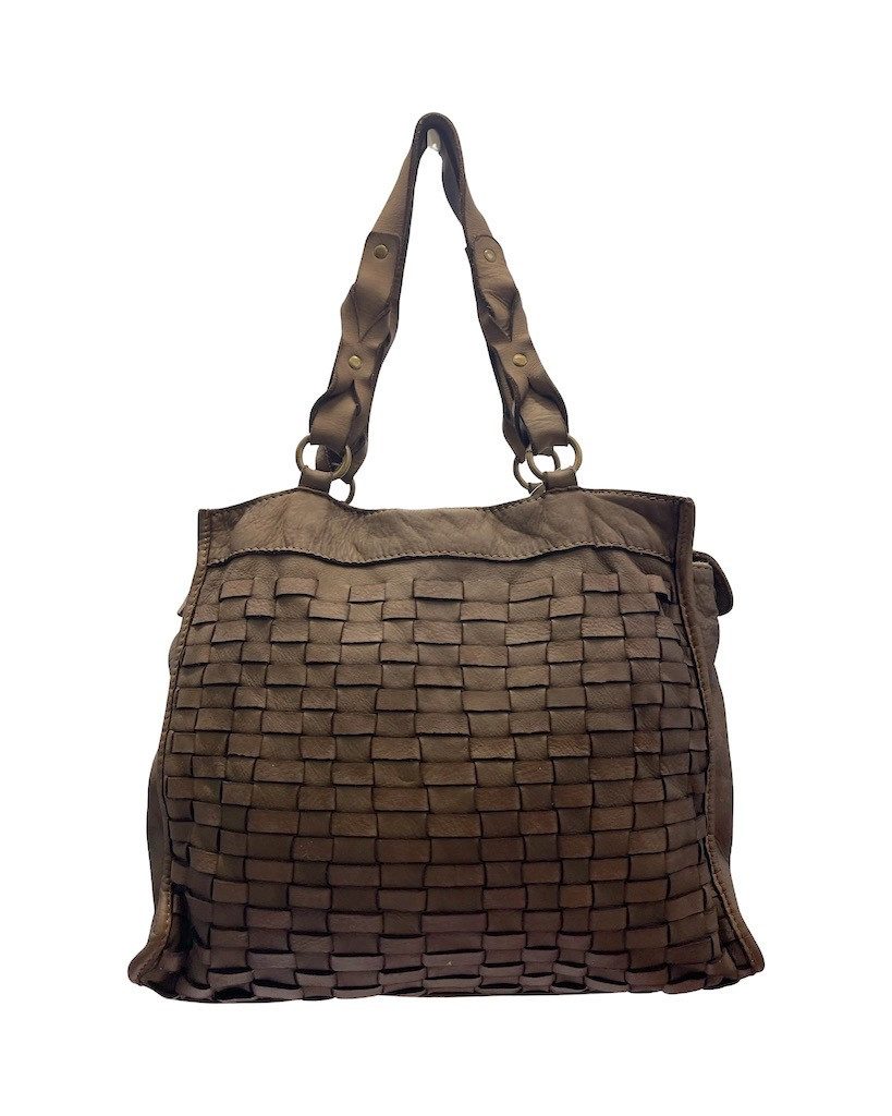 BZNA Bag Paris Taupe Italy Designer Beutel Umhängetasche Damen Handtasche Leder