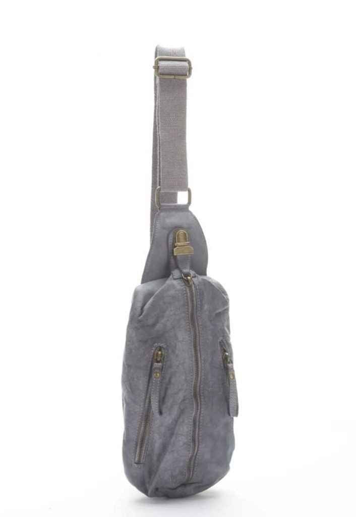 BZNA Bag Martin Grau Italy Designer Gürteltasche Bauchtasche Fanny Bag Umhängetasche Schultertasche Tasche Leder Shopper Neu