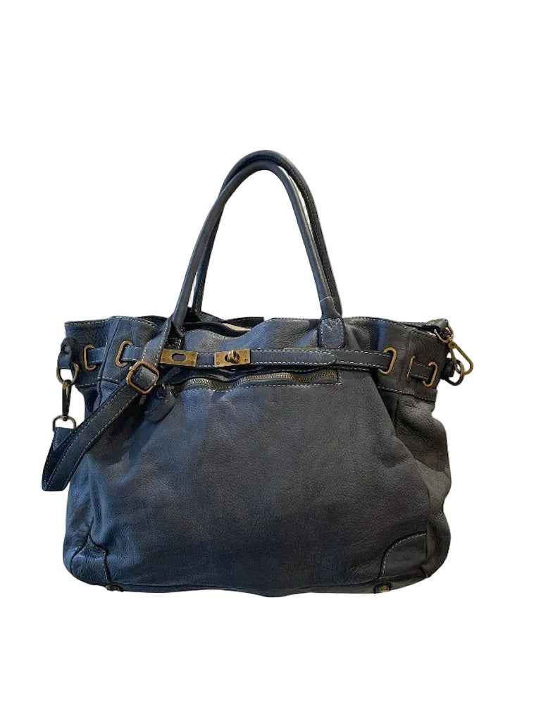 BZNA Bag Mila Mittelblau vintage Italy Designer Business Damen Handtasche Ledertasche Schultertasche Tasche Leder Shopper Neu