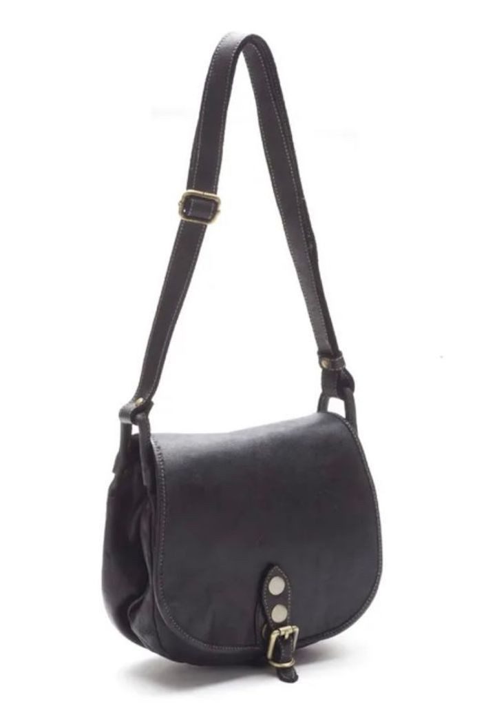 BZNA Schultertasche Taina Schwarz Italy Designer Handtasche Ledertasche Umhängetasche - B Z N A