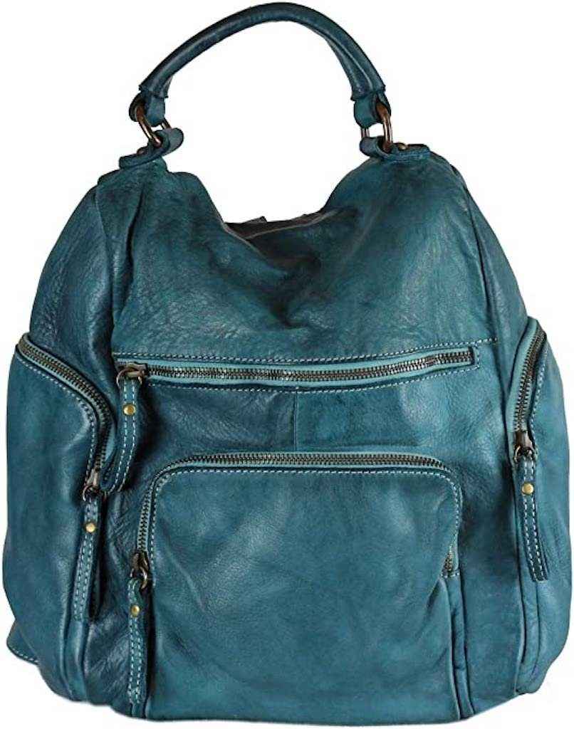BZNA Bag Stella Petrol Backpacker Designer Rucksack Damenhandtasche Schultertasche Leder Nappa sheep ItalyNeu