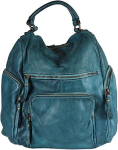 BZNA Bag Stella Petrol Backpacker Designer Rucksack Damenhandtasche Schultertasche Leder Nappa sheep ItalyNeu - B Z N A