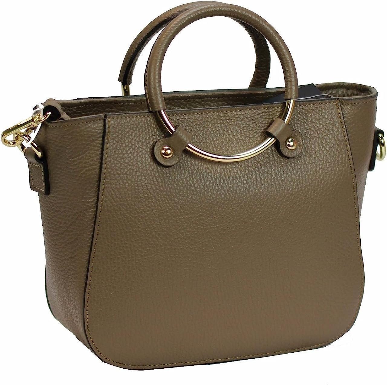 BZNA Bag Zuna Taupe Leder Italy kleine Damen Handtasche Schultertasche Tasche - B Z N A