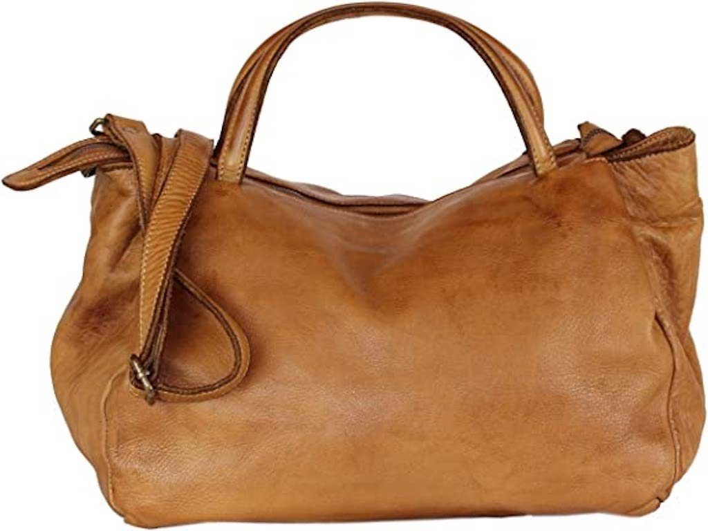 BZNA Bag Diana Cognac Italy Designer Damen Handtasche Schultertasche Tasche Leder - B Z N A
