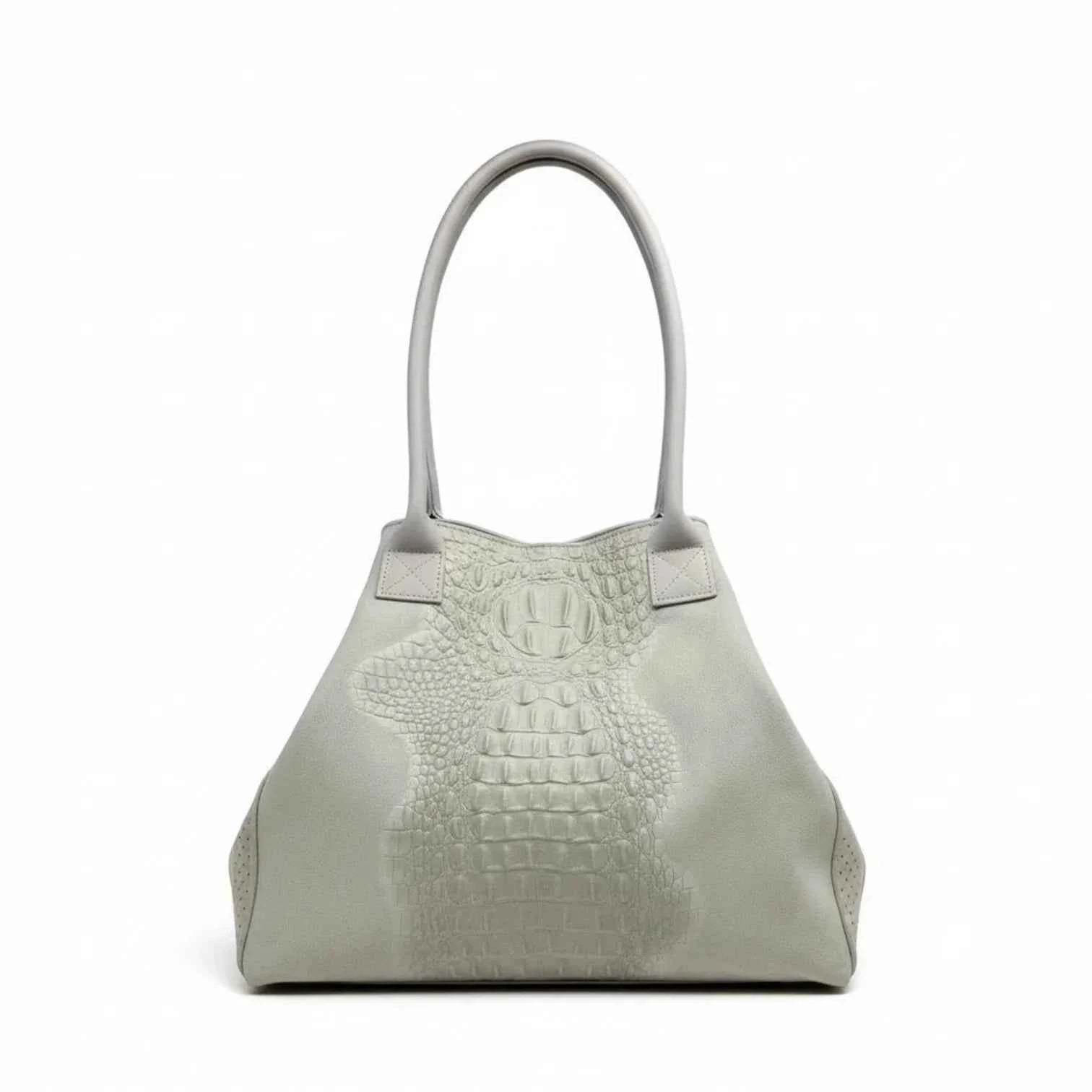 BZNA Bag Ladas Beige Kroko Prägung Leder Italy Damen Shopper Handtasche Schultertasche Tasche