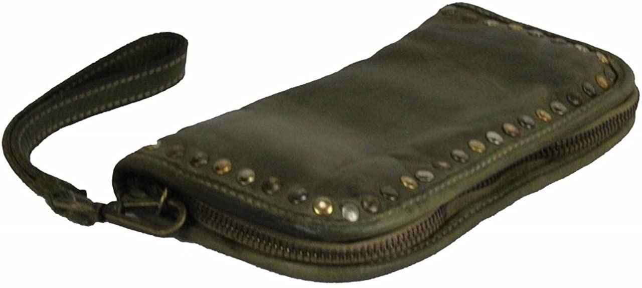 BZNA Berlin Romy Grün verde Wallet Clutch Leather Leder Portemonnaie Geldbörse Neu