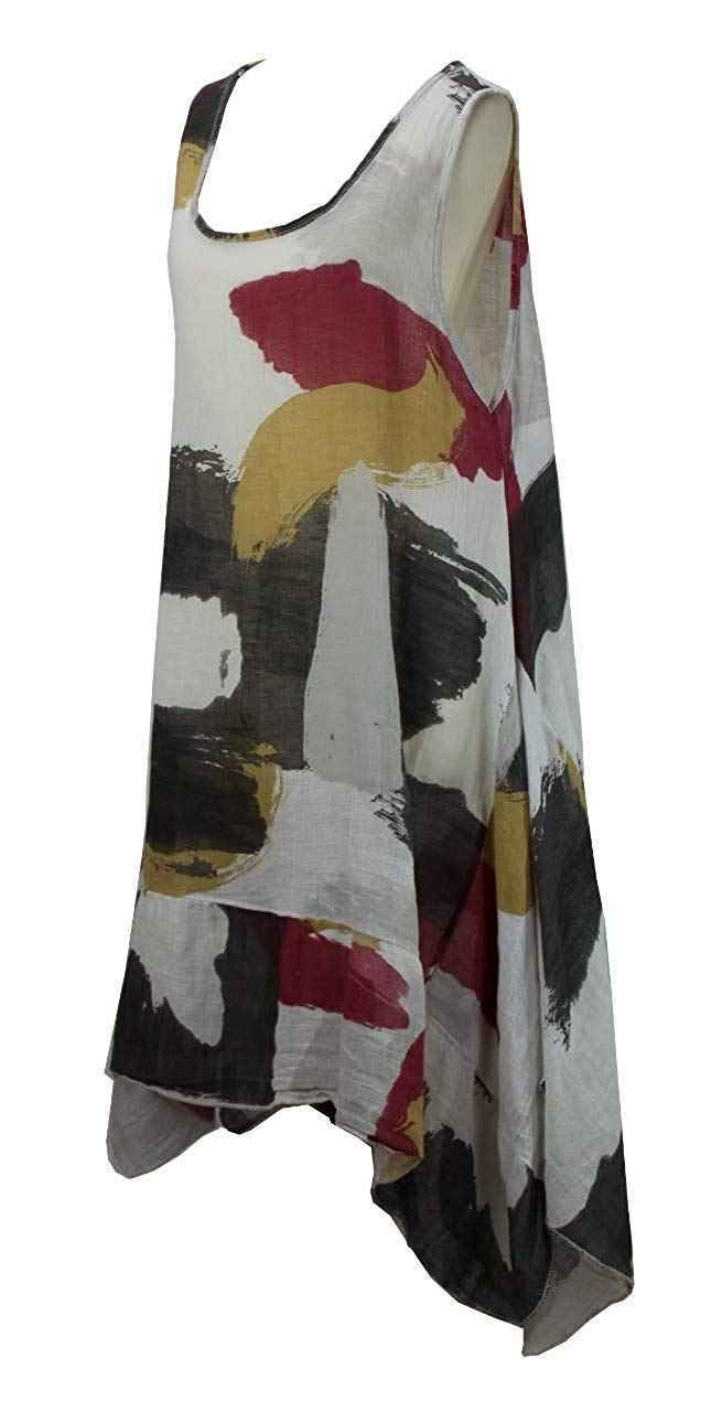 BZNA Leinen Tunika Kleid Weiß Kleid Leinentunika Shirtkleid 36 38 40 42 one size Damen Dress Oberteil elegant