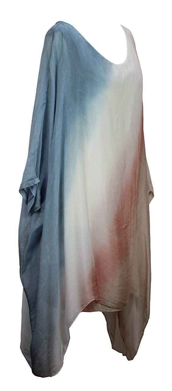BZNA Ibiza 100% Seiden Tunika Kleid Dress Seidenbluse Seidentunika 36 40 42 44 46 one size Damen Dress Oberteil elegant