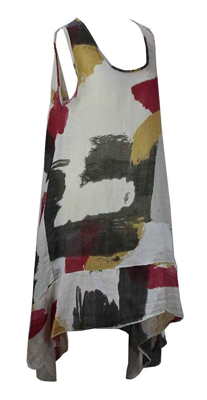 BZNA Leinen Tunika Kleid Weiß Kleid Leinentunika Shirtkleid 36 38 40 42 one size Damen Dress Oberteil elegant