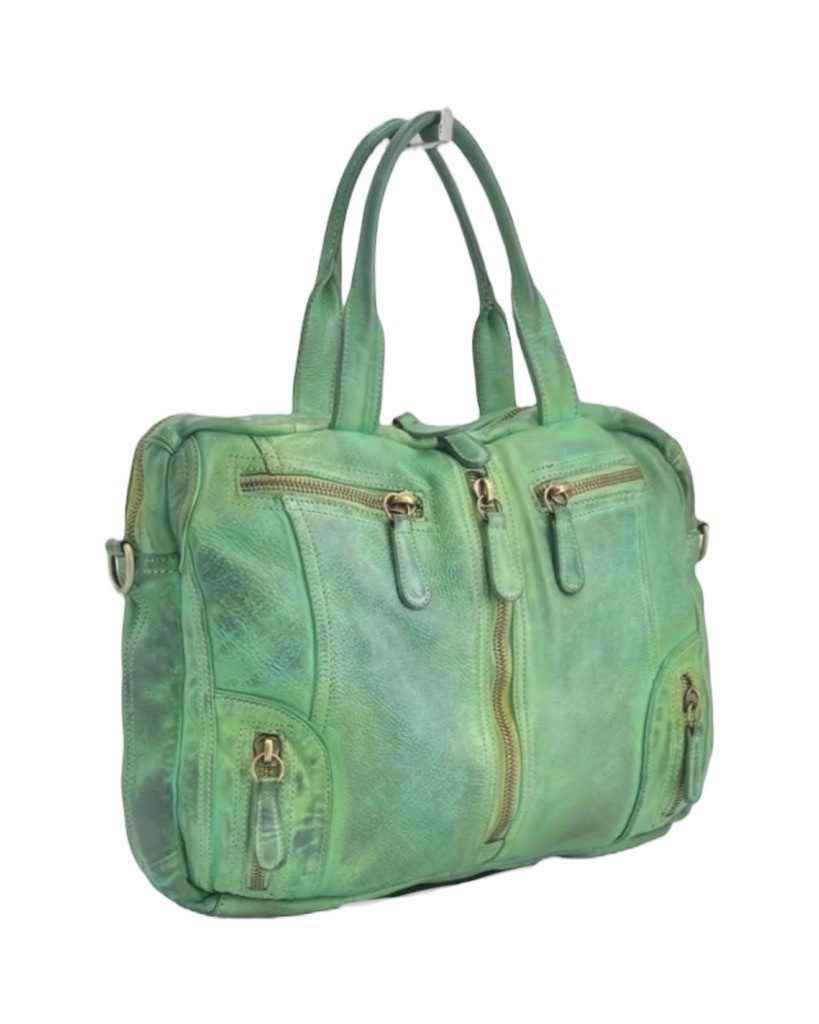 BZNA Bag Simsa Grün Brilliant Business Aktentasche Designer Ledertasche Schultertasche Unisex