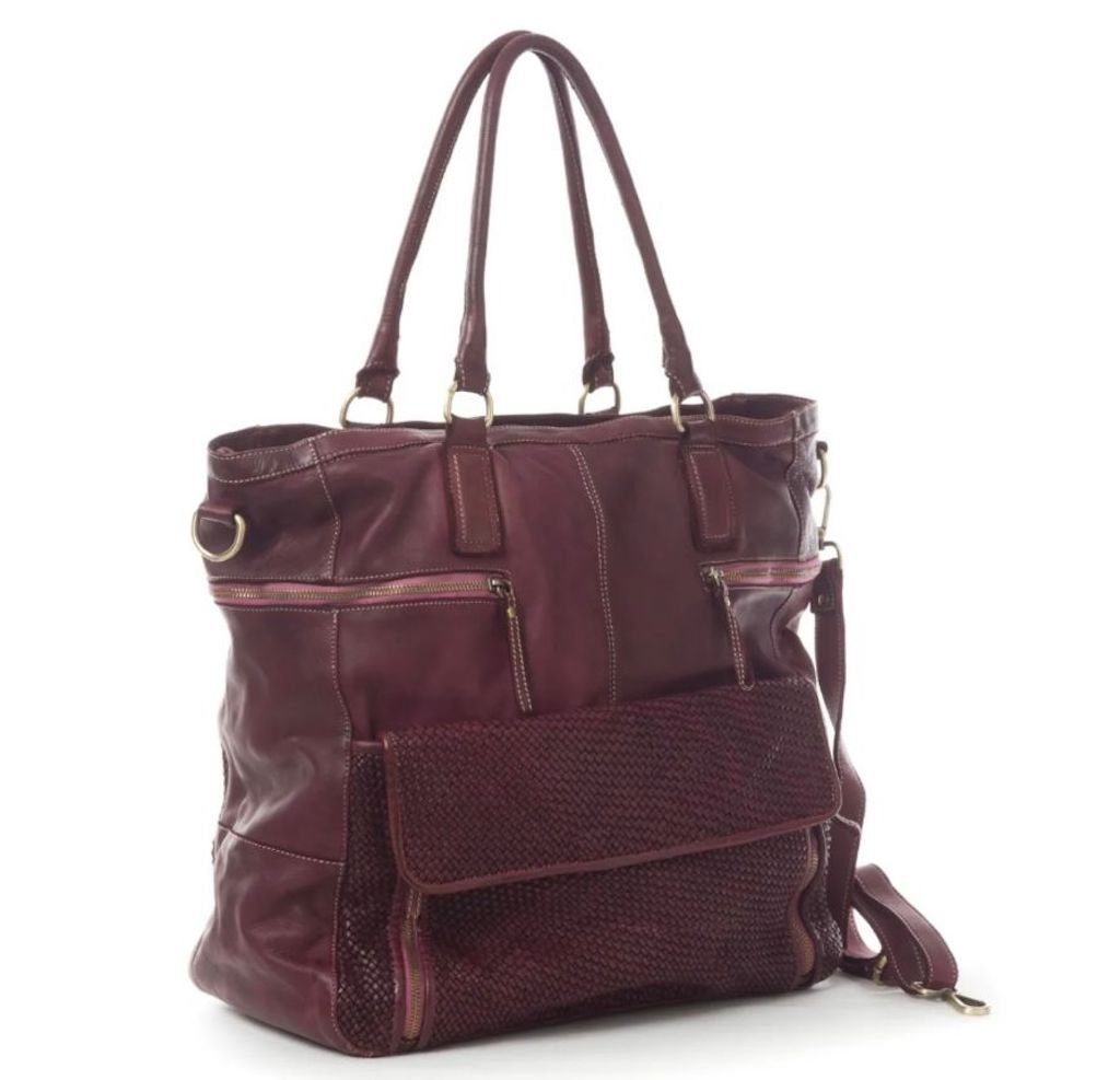 BZNA Bag Boneys Weinrot Italy Designer Damen Tasche Handtasche Schultertasche Leder Shopper Neu - B Z N A