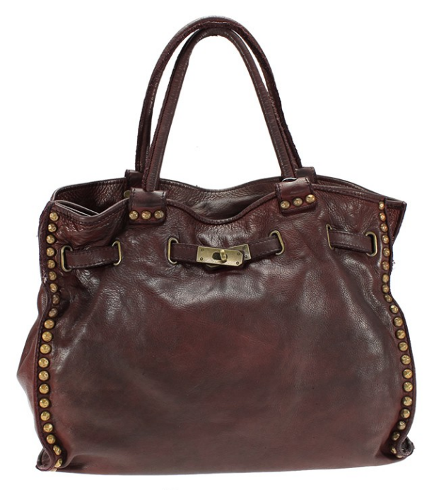 BZNA Isa Weinrot vintage Italy Designer Business Damen Handtasche Ledertasche - B Z N A